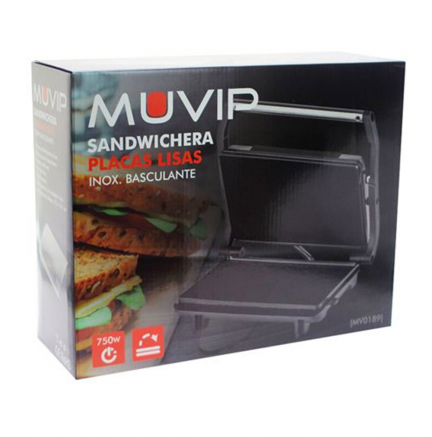 Sandwichera INOX Placa Lisa 750W MUVIP